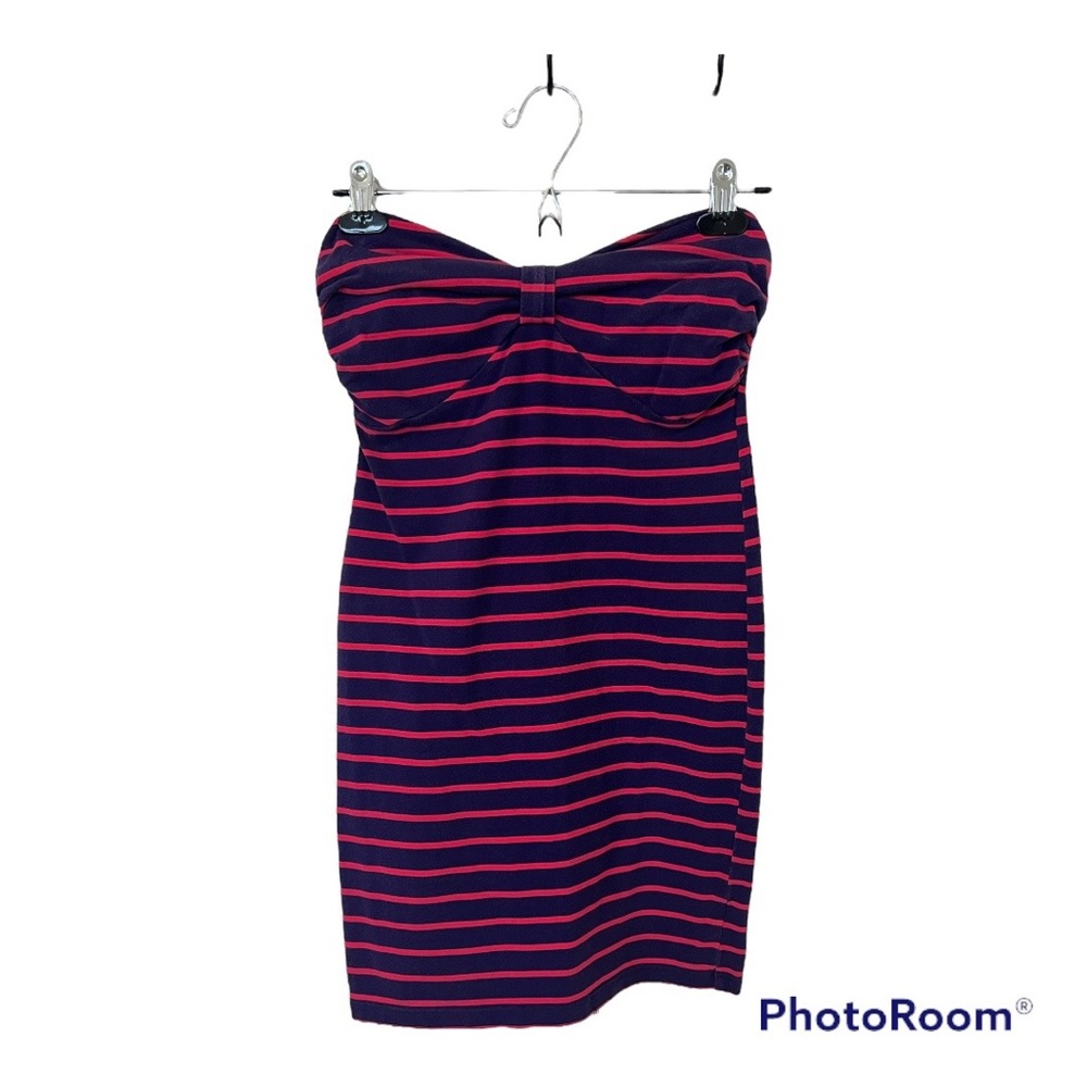Hot pink & purple stripped strapless mini dress - medium